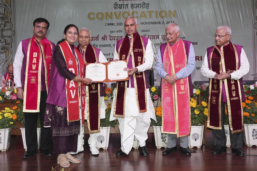 Acharya Devvrat confers degrees upon 1072 Graduates at DAV University ...